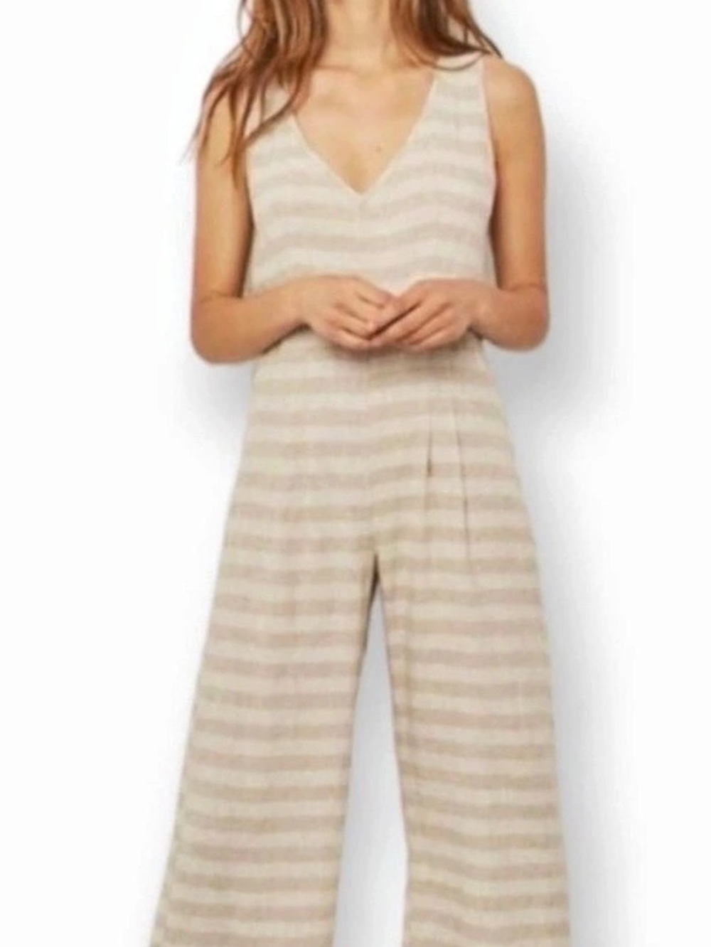 Christy Dawn Striped Wide-Leg Linen Jumpsuit